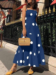 Sexy Polka Dot Sling Sleeveless Maxi Dresses