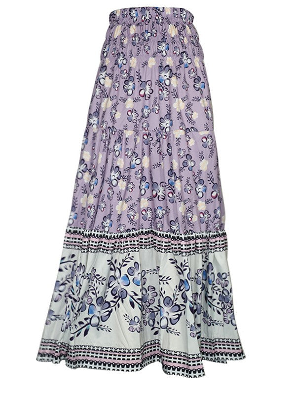 small flower printed long skirts