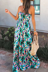 Elegant Print Patchwork Strapless Strapless Dress Maxi Dresses