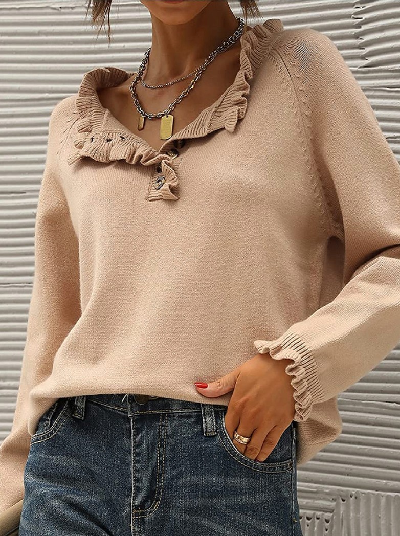 Casual Elegant Solid Buttons V Neck Sweaters(4 colors)