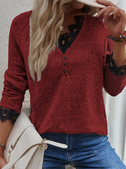 Fashion Casual Solid Pullovers V Neck Tops