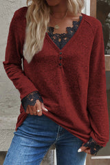 Fashion Casual Solid Pullovers V Neck Tops