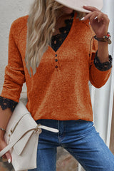 Fashion Casual Solid Pullovers V Neck Tops