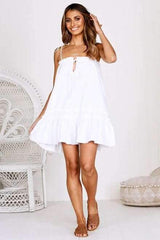 Fashion Pure One shoulder Falbala Sleeveless Shift Dresses