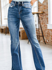 Casual Patchwork Make Old Boot Cut Denim Jeans Long Pants