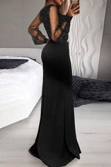 Casual Elegant Patchwork Sequined V Neck Irregular Dress Evening Dresses