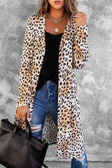 Casual Print Leopard Cardigan Outerwear Coats