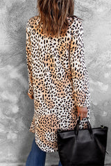 Casual Print Leopard Cardigan Outerwear Coats