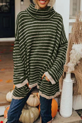 CiciCloth Casual Striped Patchwork Turtleneck Sweaters(4 Colors)