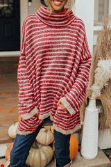 CiciCloth Casual Striped Patchwork Turtleneck Sweaters(4 Colors)