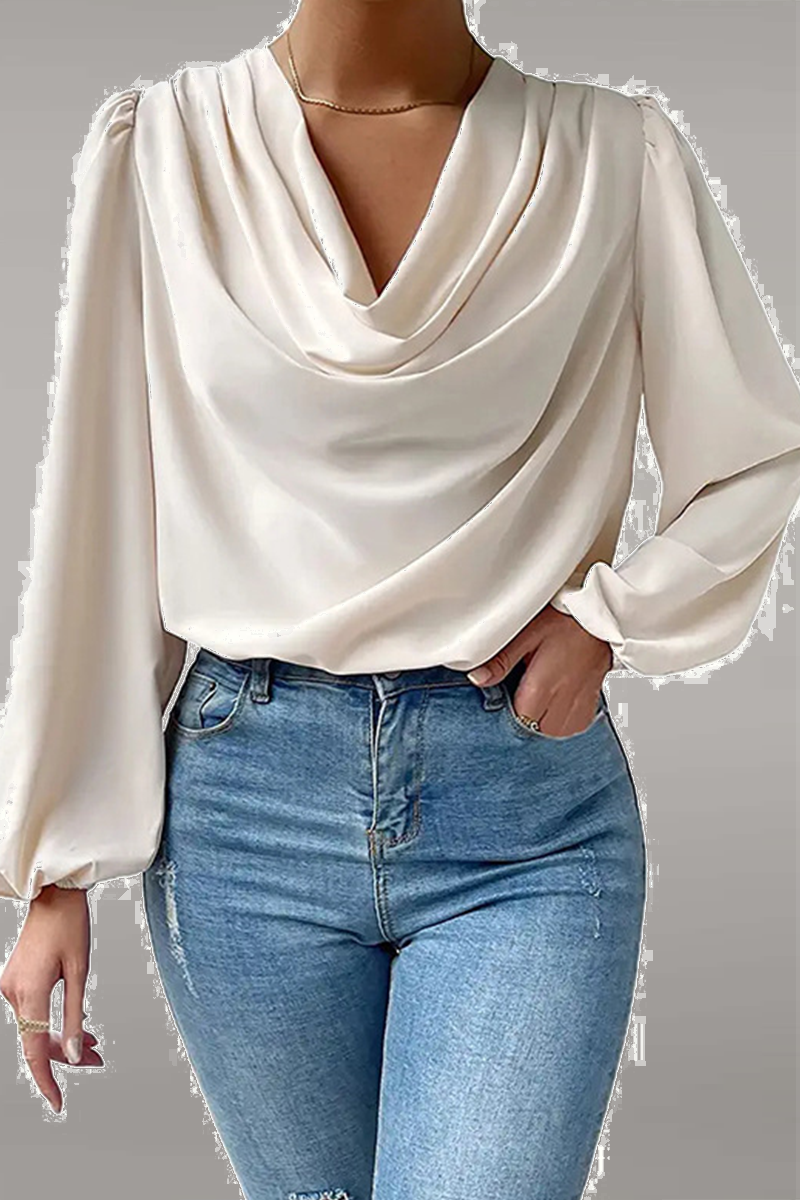 Casual Solid Patchwork U Neck Tops Blouses(6 Colors)