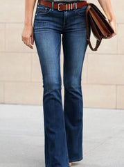 Street Solid Ripped High Waist Straight Denim Jeans