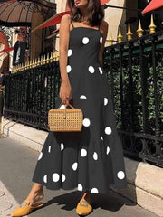 Sexy Polka Dot Sling Sleeveless Maxi Dresses