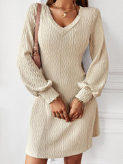 Warn Fleece Long Sleeve Ribbed Short Dress