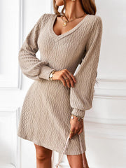 Warn Fleece Long Sleeve Ribbed Short Dress