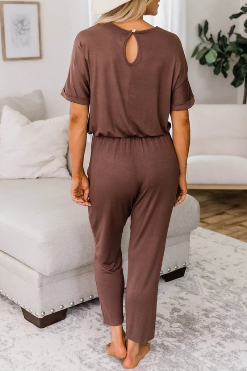 Casual Simplicity Solid Solid Color O Neck Regular Jumpsuits(5 Colors)