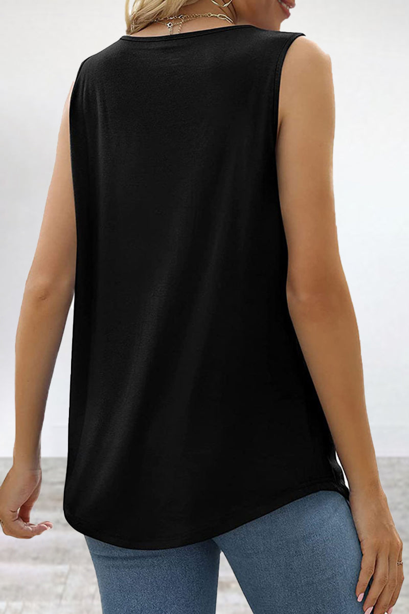 Casual Street Solid Fold Square Collar Tops Vests