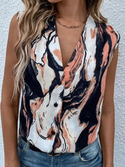 Casual Gradual Change Buttons V Neck Tops(3 Colors)