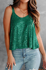 Sexy Casual Solid Sequins O Neck Tops Vests