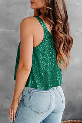 Sexy Casual Solid Sequins O Neck Tops Vests