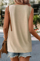 Casual Daily Solid Fold O Neck Vests Tops Vests