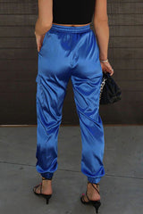 Casual Solid Pocket Straight High Waist Solid Color Bottoms Pants