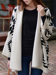 Batwing Geometric Casual Cardigan Coat