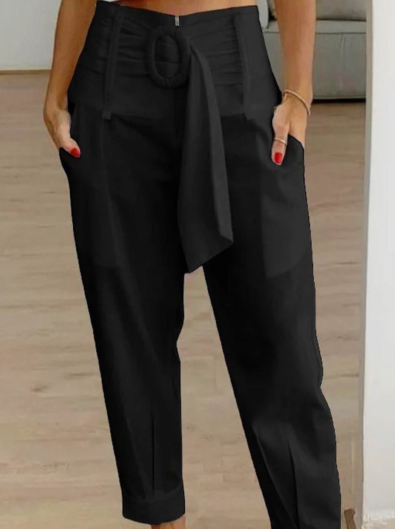 Casual Patchwork Pocket Printing Loose Mid Waist Harlan Else Bottoms