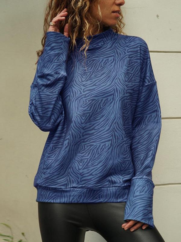 Casual high-necked zebra printed long-sleeved Sweatshirts