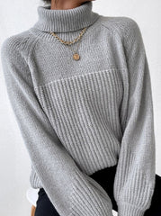 Casual Solid Patchwork Turtleneck Tops Sweaters