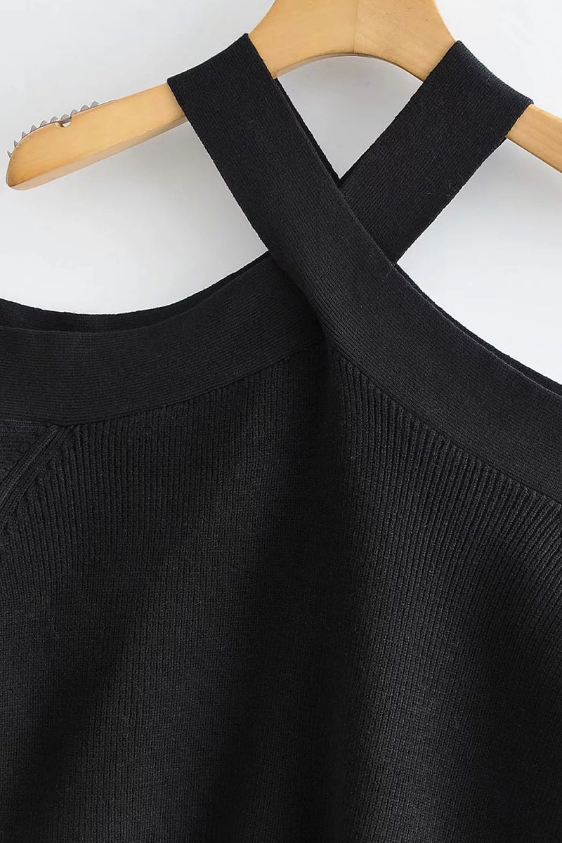 Sexy Solid Halter Tops Sweaters