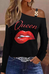 Sexy Color Block Patchwork Oblique Collar Tops T-shirts