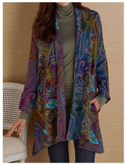 Casual Retro print Long sleeve Cardigan