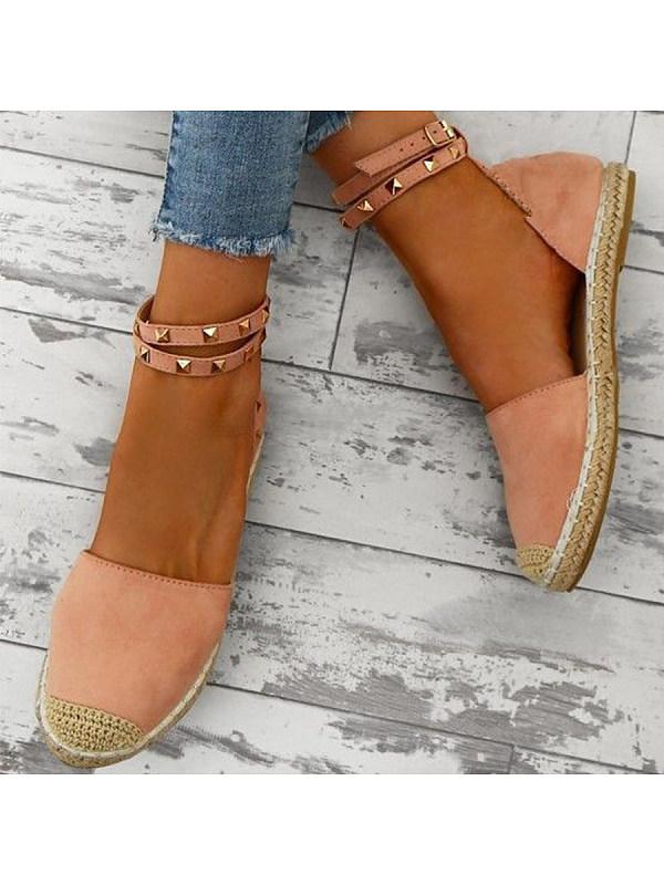 Plain Flat Ankle Strap Round Toe Casual Date Flat Socofy Sandals