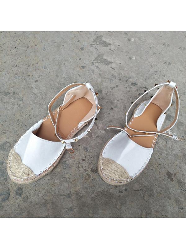 Plain Flat Ankle Strap Round Toe Casual Date Flat Socofy Sandals