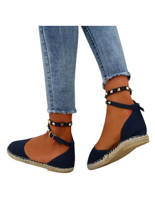 Plain Flat Ankle Strap Round Toe Casual Date Flat Socofy Sandals