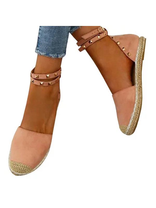 Plain Flat Ankle Strap Round Toe Casual Date Flat Socofy Sandals