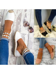 Plain Flat Ankle Strap Round Toe Casual Date Flat Socofy Sandals