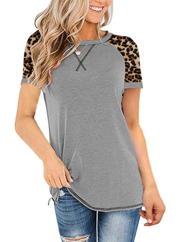 Round neck top leopard printed T-shirts daily looks blouse