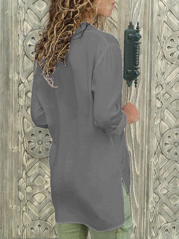 V-neck chiffon long sleeve Blouses