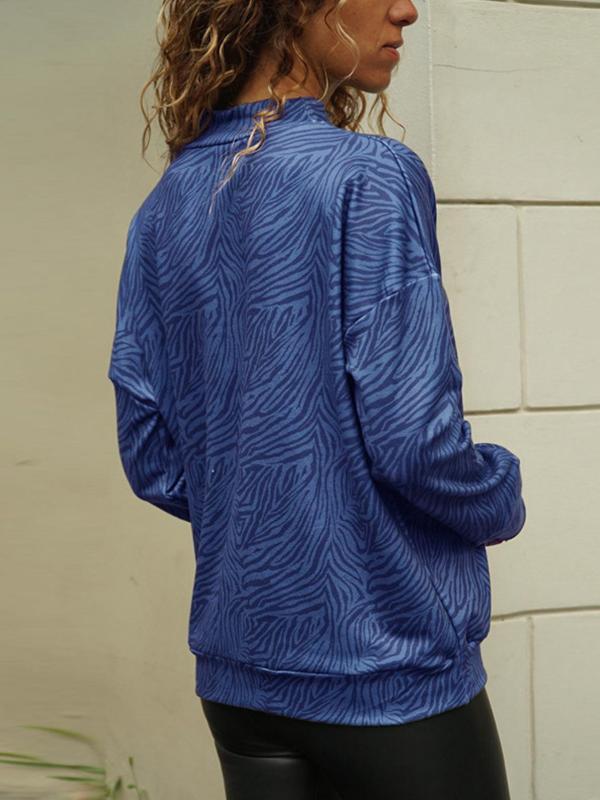 Casual high-necked zebra printed long-sleeved Sweatshirts