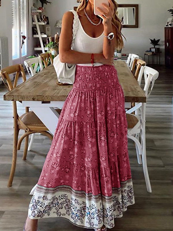 small flower printed long skirts