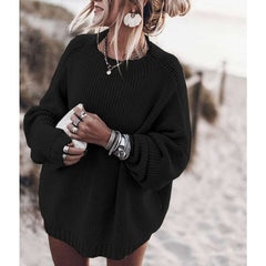 Casual Loose Pure Knit Round neck Long sleeve Sweaters