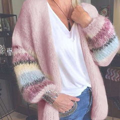 Casual Stripe Knit Long sleeve Cardigan