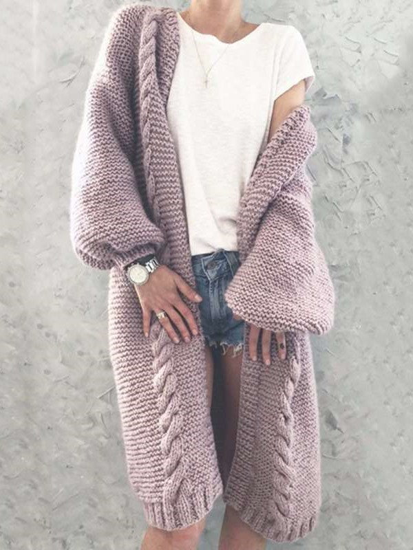 Fashion Casual Pure Knit Long sleeve Cardigan