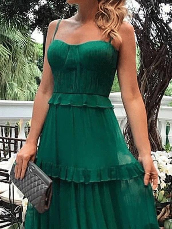 Elegant strapless green women long evening dresses