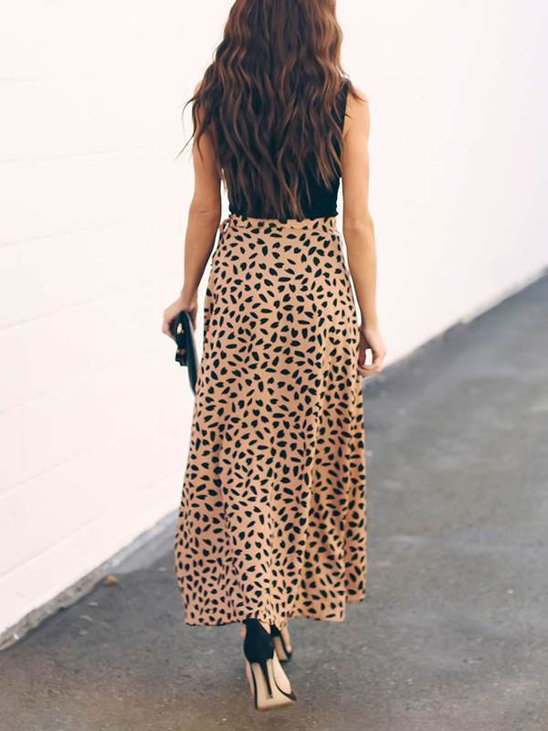 Fashion Printed Tie Dress Long Skirts