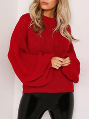 Fashion Round Neck Long Sleeve Knit Sweater