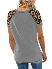 Round neck top leopard printed T-shirts daily looks blouse