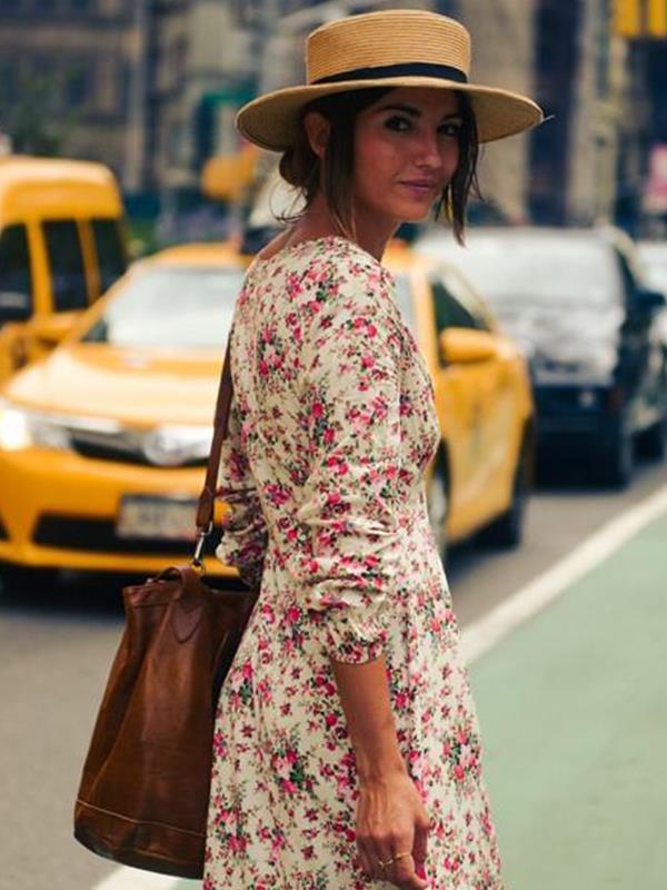 Bohemian Deep v-neck floral  printed  long Dresses